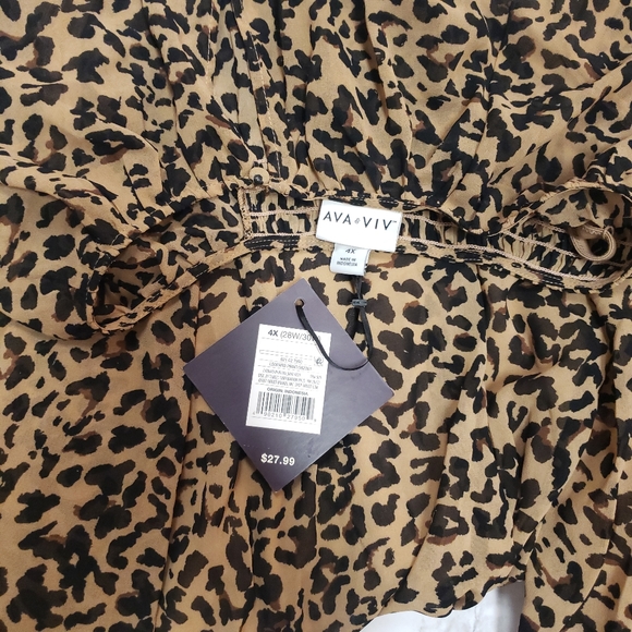 AVA&VIV Leopard Print Blouse 4X - Picture 5 of 5